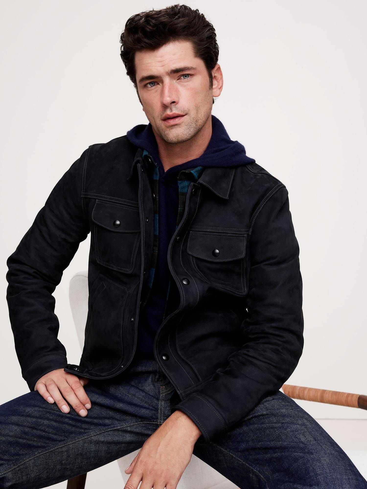 Handmade Black Suede Leather Trucker Jacket: Men's Western Style - RoscowLeatherStudio