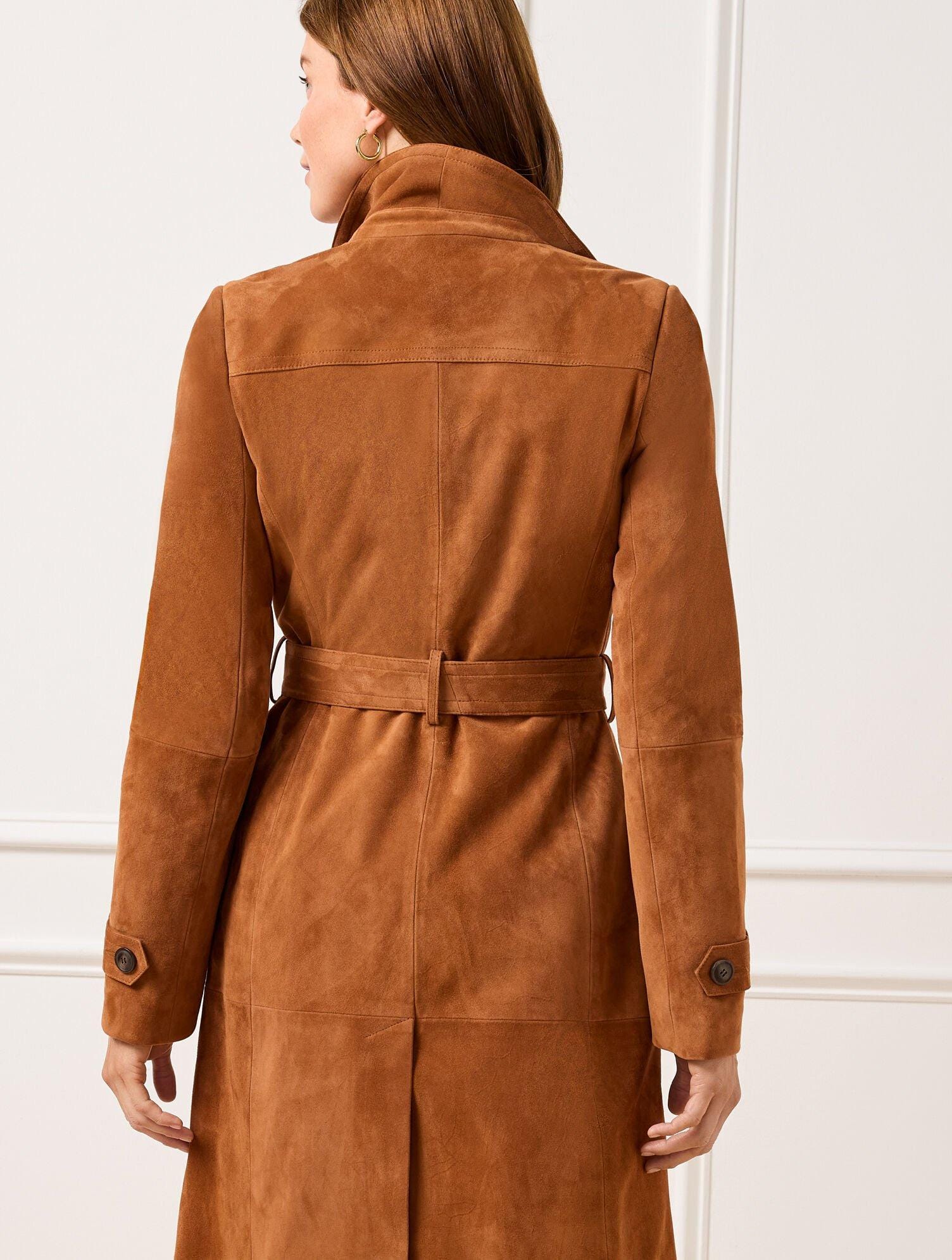 Handmade Suede Leather Trucker Jacket: Women's Brown Western Coat - RoscowLeatherStudio
