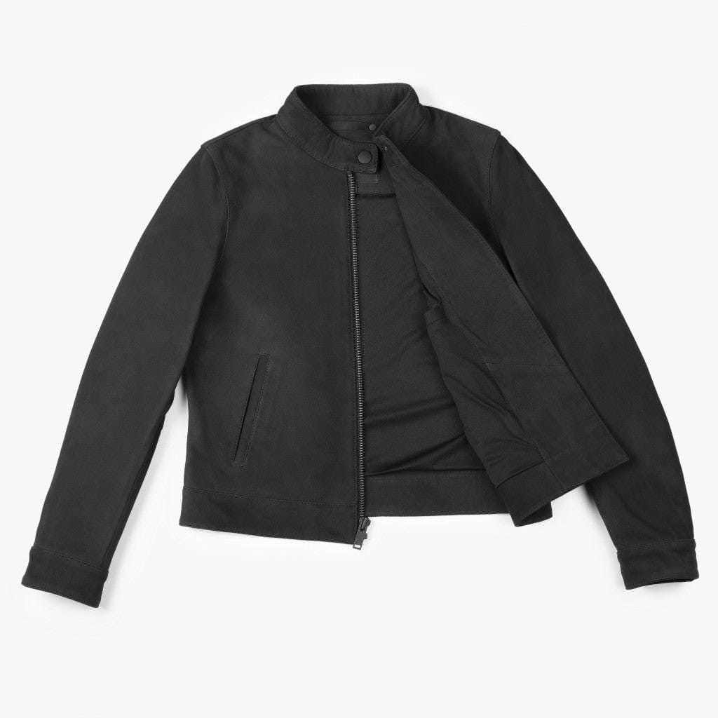 Handmade Black Suede Leather Trucker Jacket: Women's Western Biker Style - RoscowLeatherStudio
