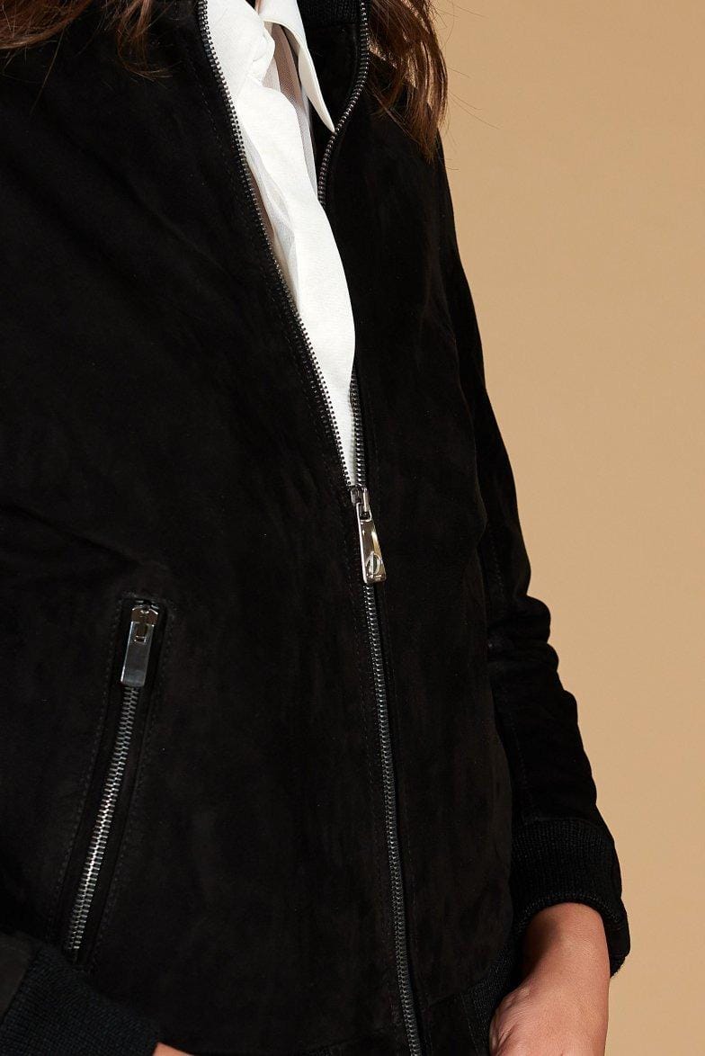 Handmade Black Suede Leather Trucker Jacket: Women's Western Style - RoscowLeatherStudio