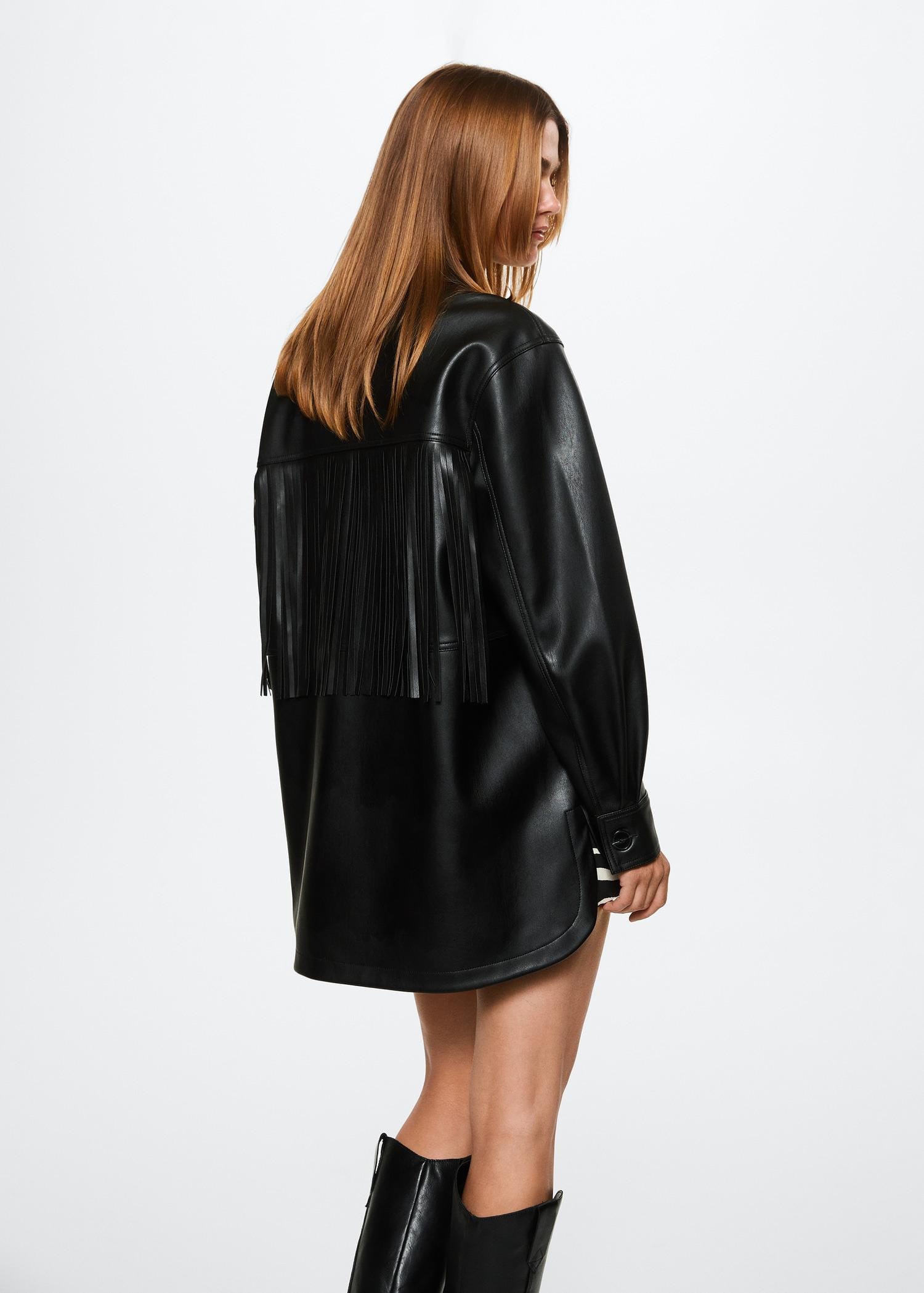 Faux Leather Fringe Jacket: Women's Western Cowgirl Vegan Coat - RoscowLeatherStudio