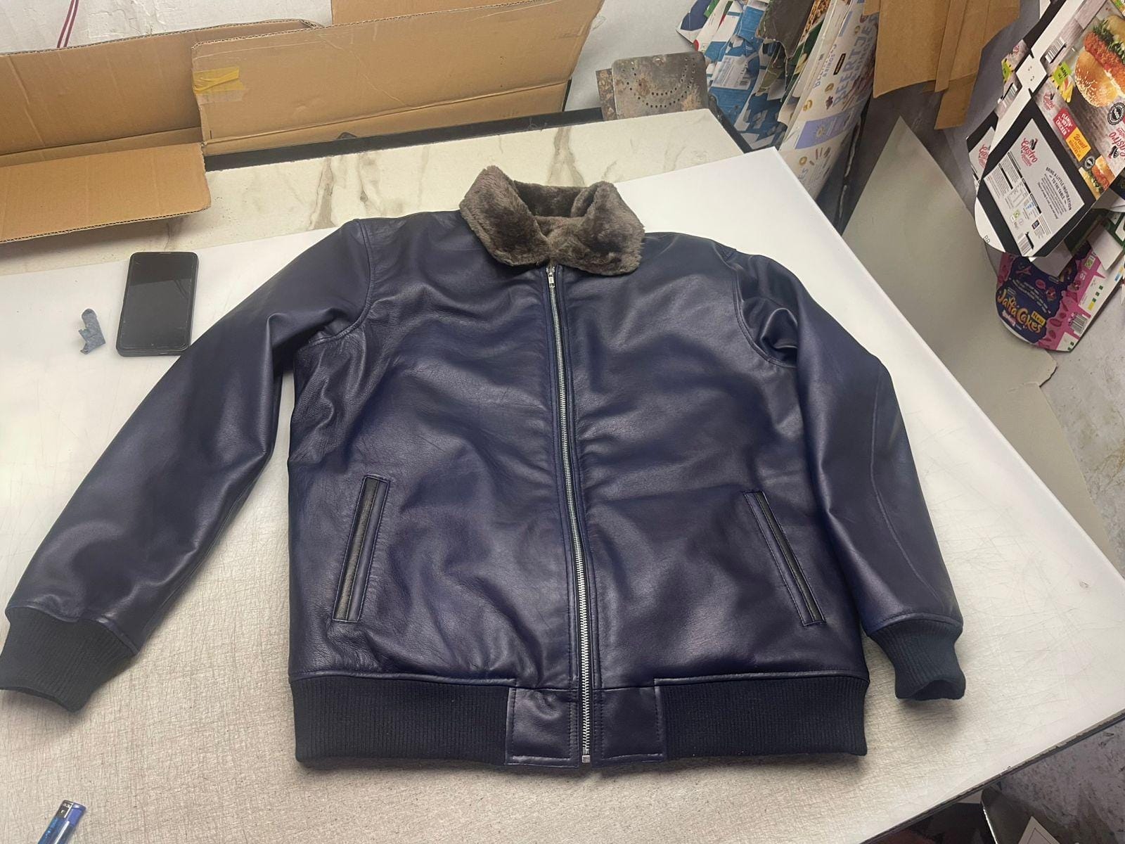 Handmade Shearling Aviator Jacket: Men's B3 Bomber Coat, Real Sheepskin Wool - RoscowLeatherStudio