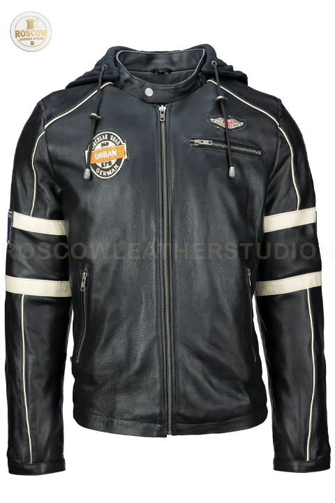 leather jacket with embroidered patches
