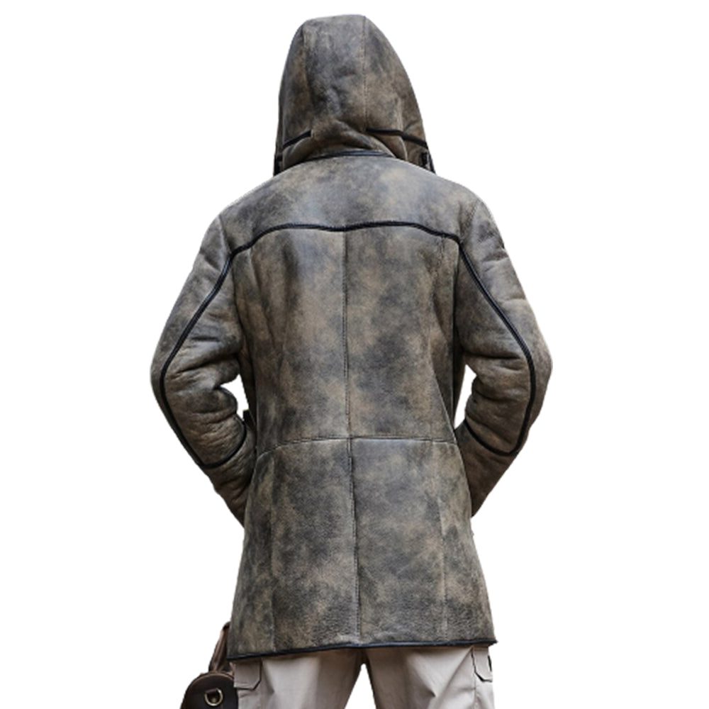 Men's B7 Real Sheepskin RAF Air Force Flight Pilot Leather Coat